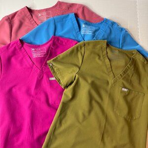 Figs Technical Collection Scrub Tops Women’s Small Lot of 4